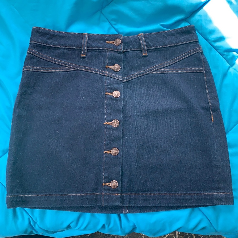 Pacsun Blue jean button up skirt
